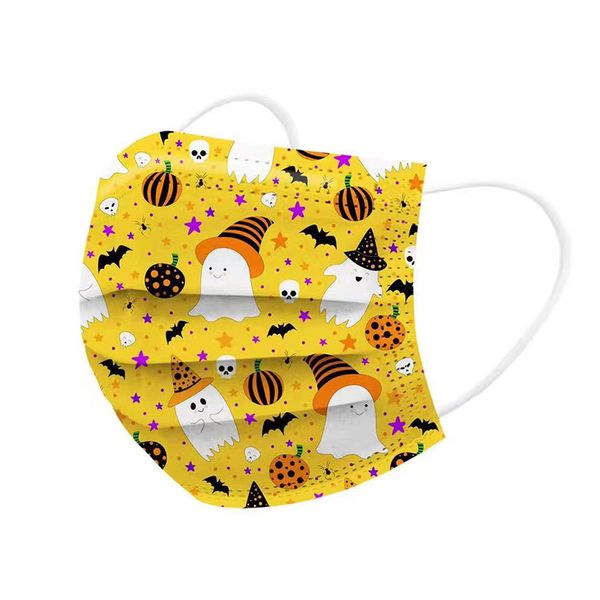 Halloween Cartoon Printed Disposable Face Masks for Adult Children Cute 3-layer Thickened Dustproof Breathable Printing Protective Mask Free