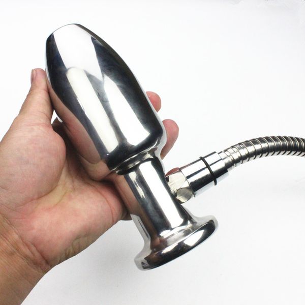 6 Sizes Anal Toys Cleaners Stainless Steel Enema Devices Butt Dildo Enemator Anus Irrigator with Standard Shower Joint Metal Expander for Ad