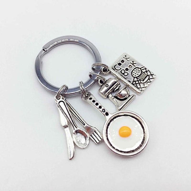 Keychains Omelette Chef Keychain Creative Kitchenware Pendant Key Chain For Man Woman Jewelry Accessories Gift