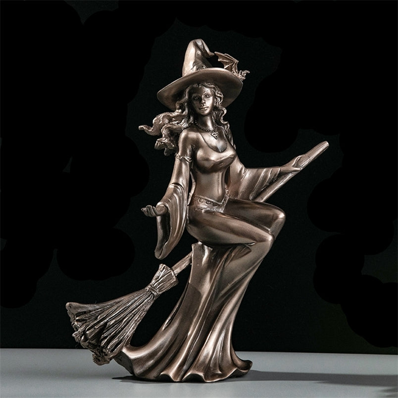 MGT Nordic Rtro Modern Minimalist Personality Witch Statue Craft Hoom Accessories Desk Kids Room Decor Fairy Garden Sculpture 210910