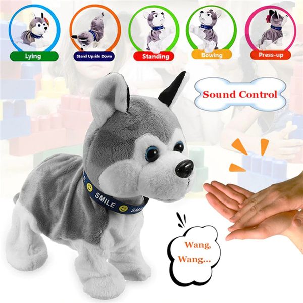 Electronics RobotsElectronic Dog Sound Control Kids Toy Sound Control Interactive Bark Stand Walk Electronic Toys Dog Gifts For