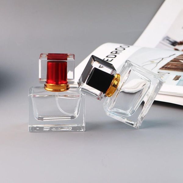 Wholesale 30ml Rectangular Perfume Spray Pump Glass Empty Perfume Bottles With 5 Colors Atomizer Perfume Bottle