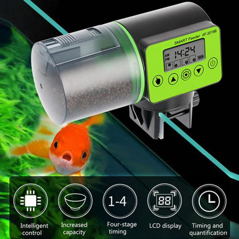 Automatic Fish Feeder, Moisture-Proof Electric Auto FishFood Feeder Timer Dispenser for Aquarium or Small FishTurtle Tank, AutoFeeding on Vacation H