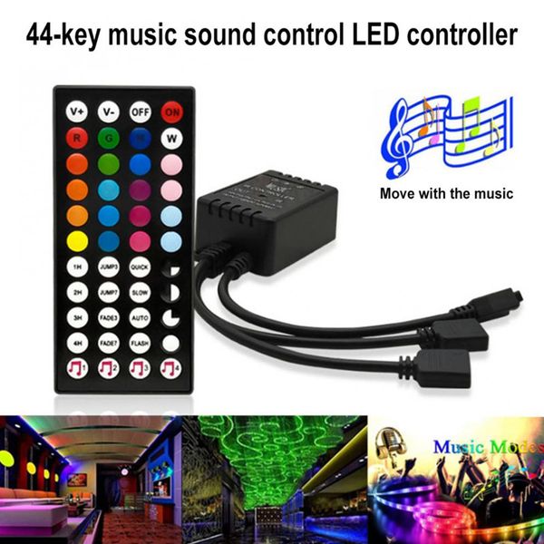 Infrared Music LED Controller 44 keys IR Remote Controllers Sound Sensor Control 2-Ways For 5050 3528 5630 RGB LEDs Strip light D5.0