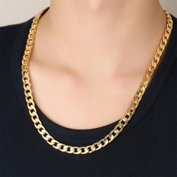 Chains Punk Stainless Steel Gold Chain For Men Women Golden Curb Cuban Link Necklace Color Vintage Collar Chokers
