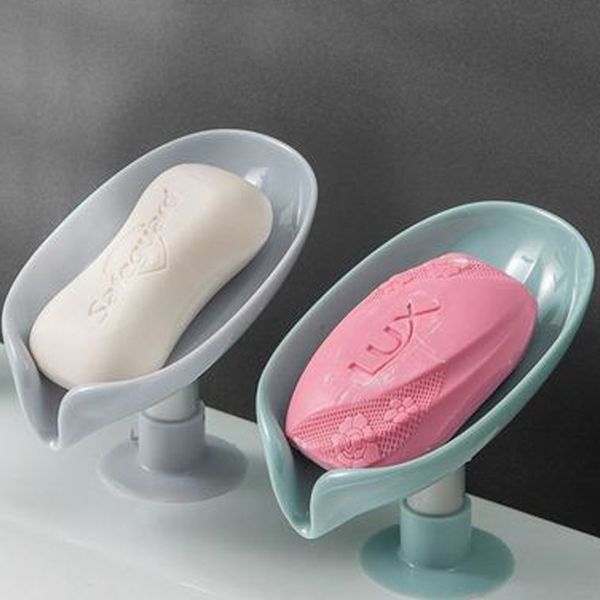 Leaf Shape Soap Box Drain Dishes Holder Shower Soaps Holders sponge Storage Plate Tray Bathrooms Supplies Bathroom Gadge