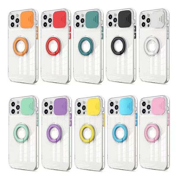 Mobile Phone Cases For iPhone 14 Pro Max 13 Mini 12 11 XS XR X 8 7 Plus SE Candy Sliding Lens Camera Protective Transparent Clear Hard Acryl