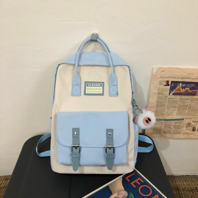 Backpack Women Nylon Candy Color Waterproof School Bags For Teenagers Girls Patchwork Female Rucksack