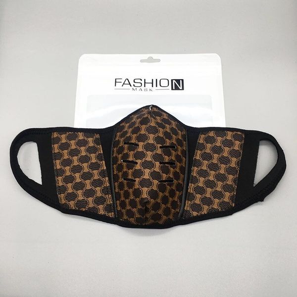 Leather 6 Style Dustproof Designer Unsiex 6 PU Holes Easy to Breathe Face Mask Fashion Washable Print Men Women Durable Mouth Masks Outdoor