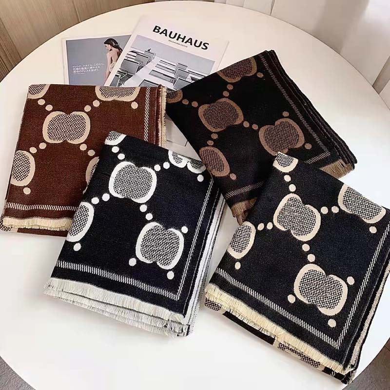 2021 Fashion Designer Winter Cashmere Scarf for Women Classic Letter Flower Silk Lace Ring Scarves 180 * 50cm High Quality