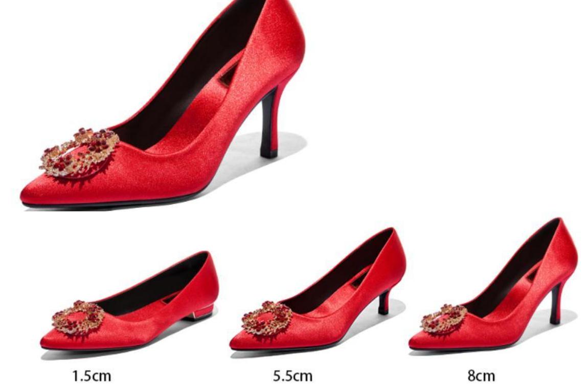 Women&#039;s shoes in Spring Autumn heel pointed end water drill Silk and satin 2cm ,5cm,8cm@QQQ98777