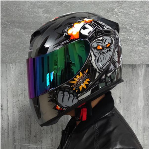 Jackie motorcycle helmet men and women full face full cover personality cool four seasons riding equipment dual lens anti-fog