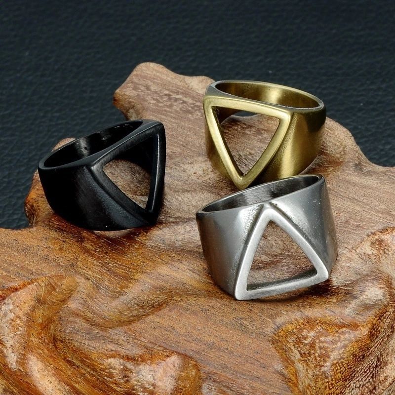 Classical Cut Out Triangle Men Ring by Brass Punk Jewellery For Boys Hiphop Rock Style Students Jewelry