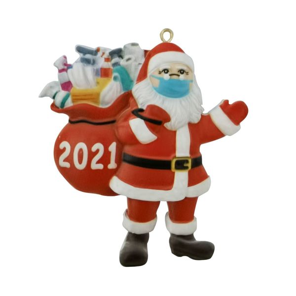 2021 Christmas Ornament Santa Wearing A Face Mask Decorate Christmas Tree Home Decor Christmas Decorations for Home Party