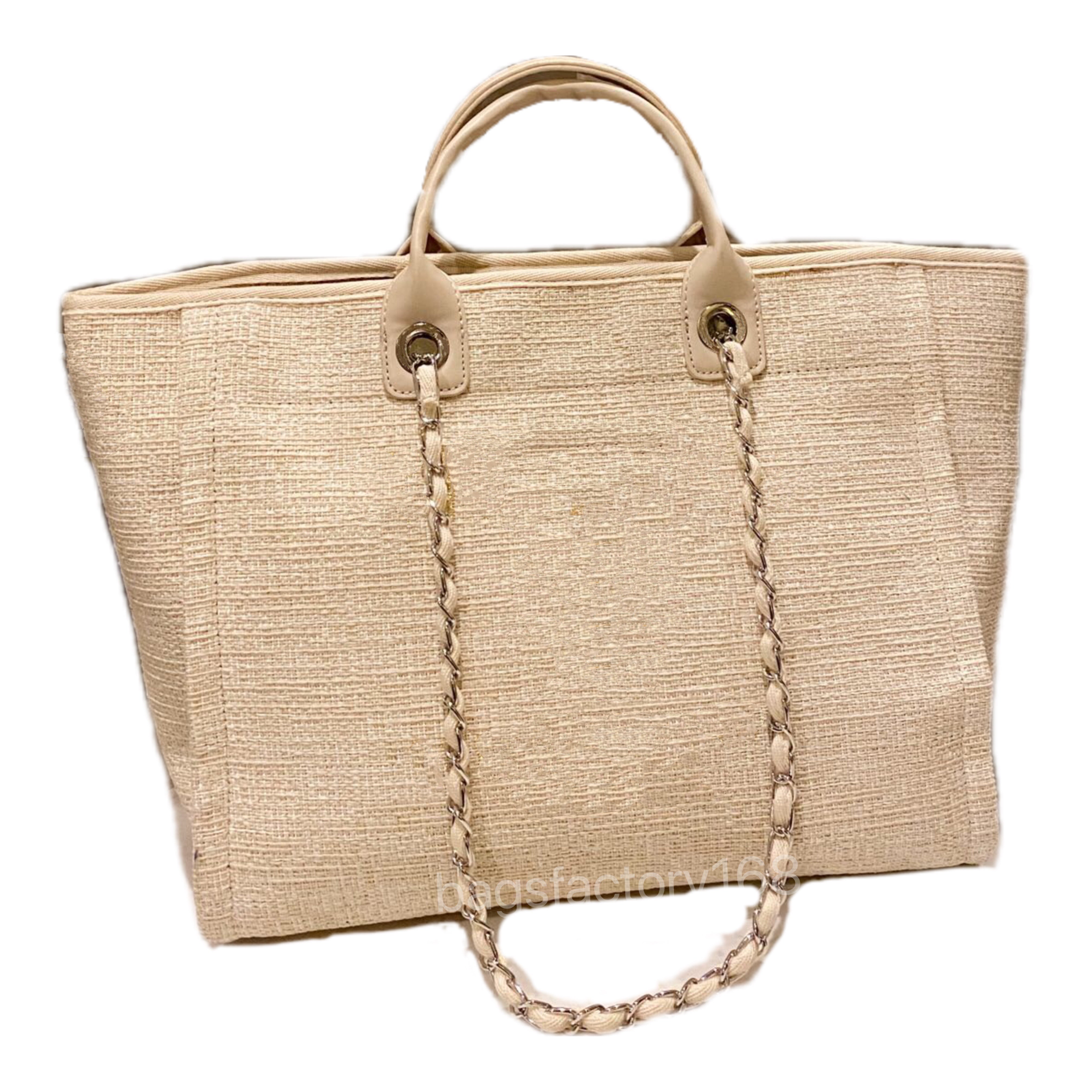 Women Luxury Handbags Designer Beach Bag Quality Fashion Knitting Purse Shoulder Large Tote With Chain Canvas Shopping Bags International Brand Tote