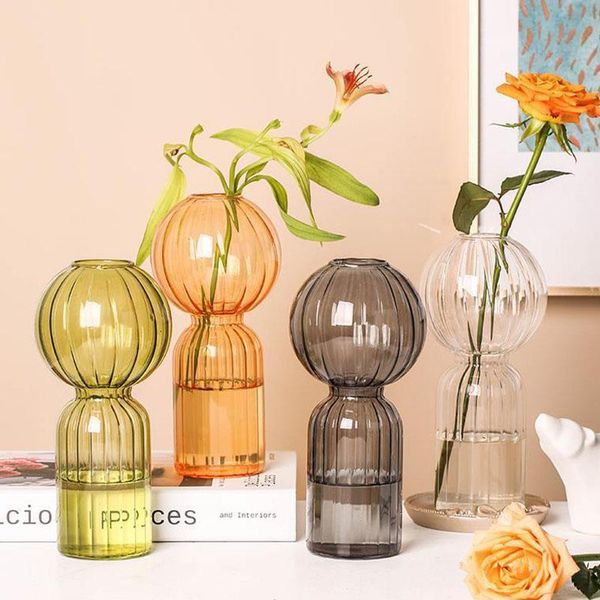 Vases Glass Vase Home Decore Container Modern Living Room Decoration Flower Pot Hydroponic Arrangement Art