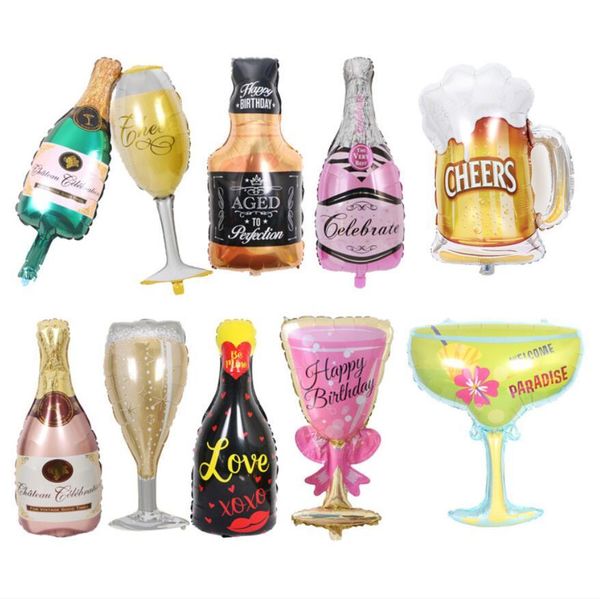 Big Helium Balloon Champagne Goblet Whisky Beer Balloon Wedding Birthday Festival Party Decorations Adult Kids Ballons Event Party Supplies