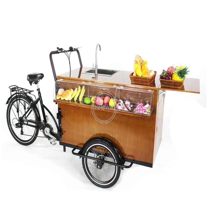 Ice Cream Making Machine Electric Trailer Tricycle Mobile Coffee Retail Bike Adult Food Vending Cart With Water Sink