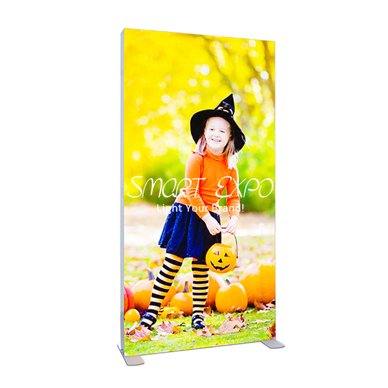 Advertising Display Equipment 85x225cm SEG Plastic Frame Fabric Print Lightbox Double Sided Floor Standing