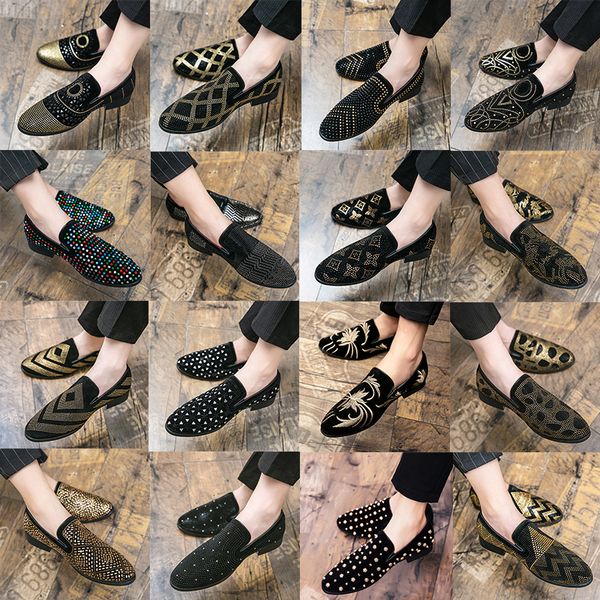 MM Rhinestone Luxury Brand men dress shoes Flat Casual Shoe Business Office Oxfords Formal Party Wedding genuine leather Designers Studded l