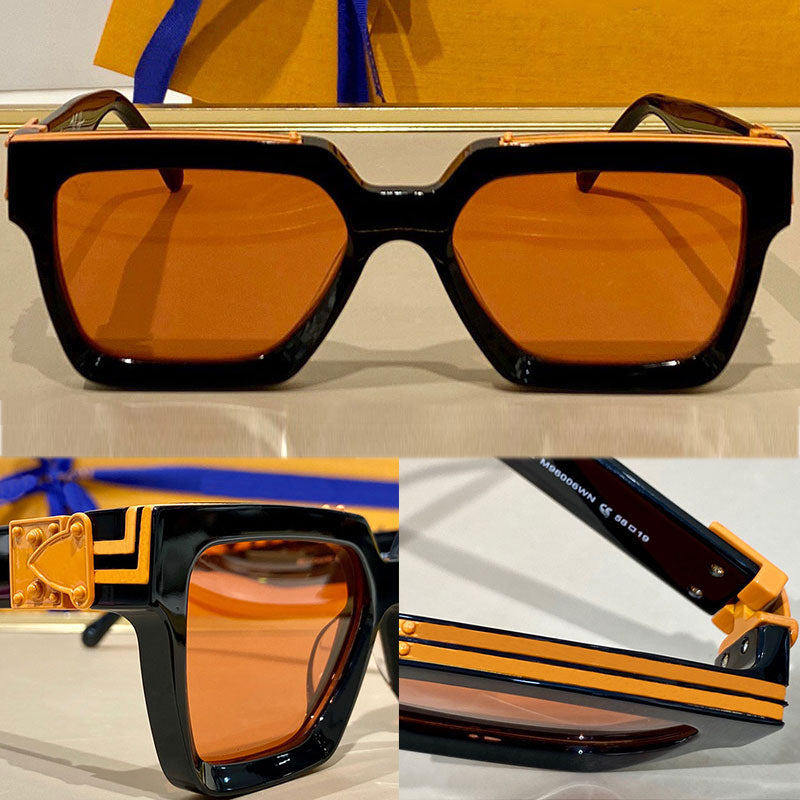 Millionaire Sunglasses M96006WN mens or womens Million glasses old flower embossed orange lenses fashion classic black frame mirror legs without C U