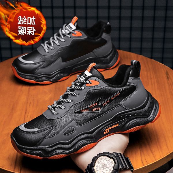 2021 Winter Men&#039;s Daddy Sneakers Fashion Student Plush Thickened Warm Cotton Shoes Youth Casual