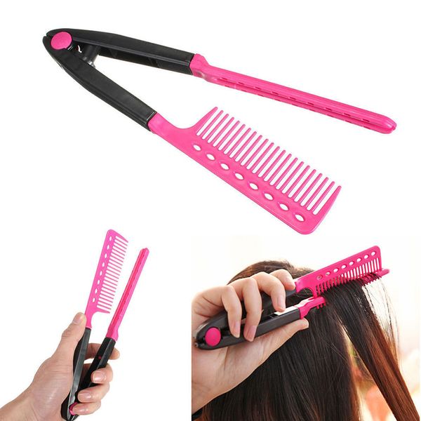 V Type Hair Straightener Comb DIY Salon Hairdressing Styling Tool Curls Hair Brush Combs DHL Free