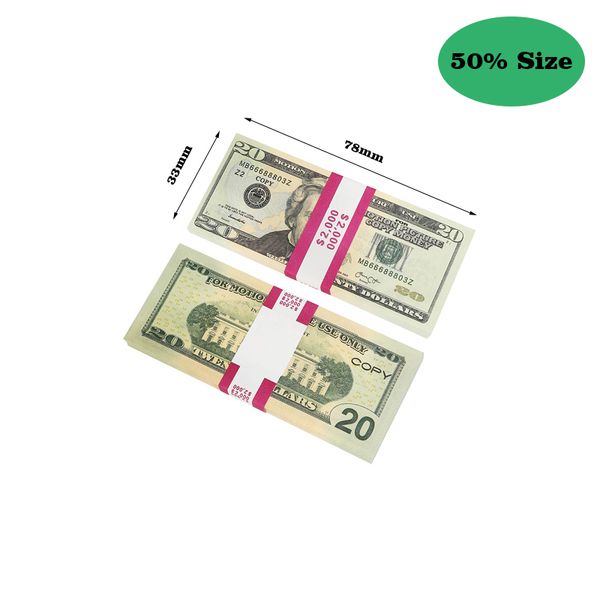 Funny Toy Money Movie prop banknote 20 dollars currency party fake notes children gift 50 dollar ticket for Movies Advertisin Play Games