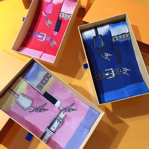 High-end designer scarf, fashion headband luxury brand scarves, handbag scarfs, tie, hair bundle, high quality silk neckerchief 8*120cm