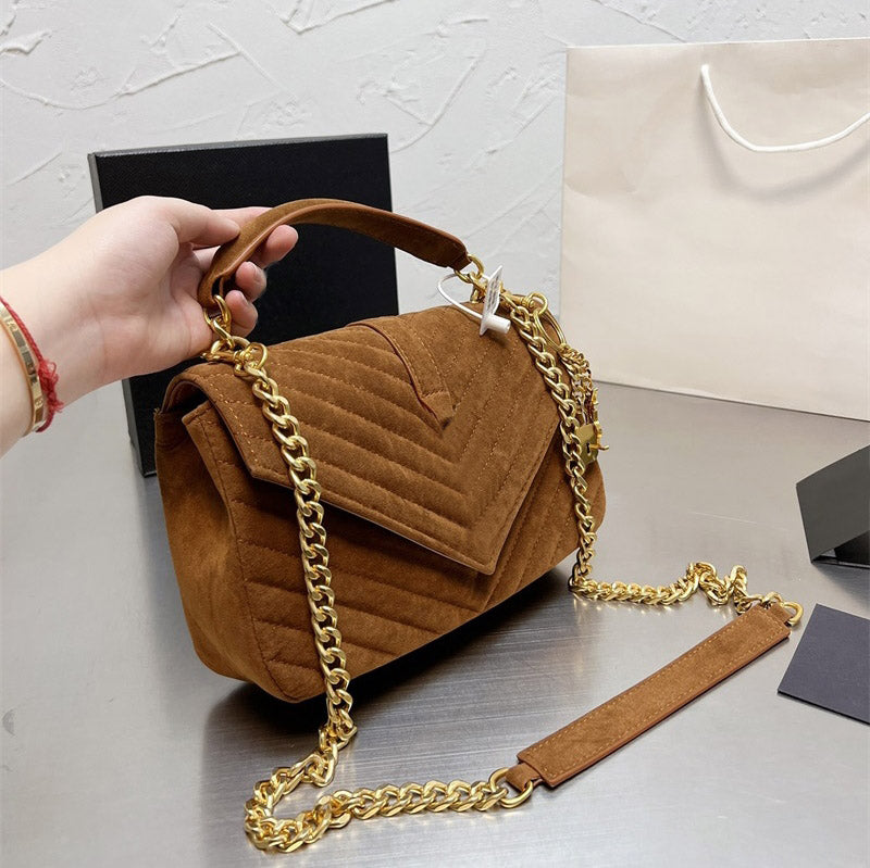 Crossbody Designer Bag fashion gilt chain single Shoulder Bags original frosted leather Handbag classic 2-color size 25 * 18cm gift box packaging