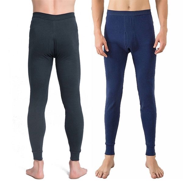 Cotton Men&#039;s Long Johns Warm Thermal Pants Breathable Under Trousers Solid Color Thermal Underwear Men Sleepwear Breathable 211110