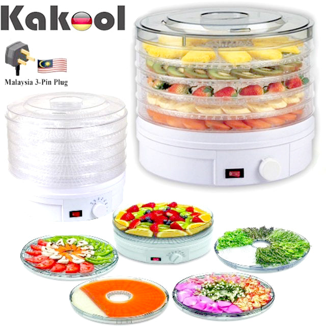 Electric Food Dehydrator Machine 5 Tray Tier Fruit Beef Jerky Herbs Pet Dryer with Adjustable Thermostat EU-US Plug