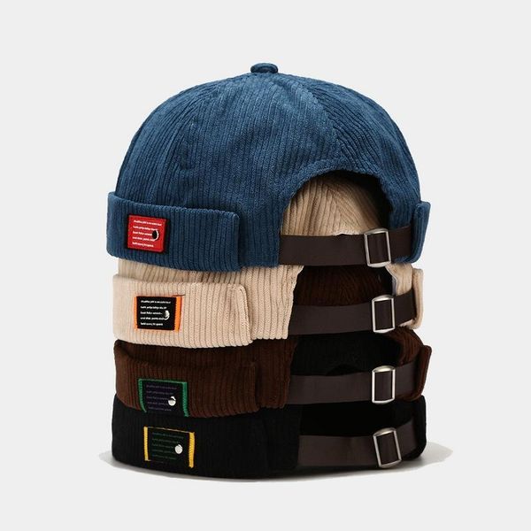 Beanie-Skull Caps Brand Vintage Beanie Hats Men Women Spring Autumn Landlord Hat Streetwear Hip Hop Brimless Corduroy Docker Cap Wholesale