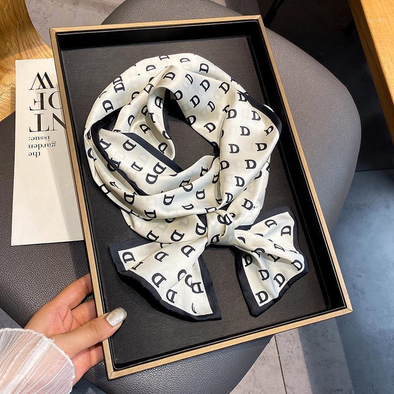 Scarves 2021 Print Silk Long Scarf Women Luxury Neckerchief Summer Headband Female Hair Kerchief Bag Scarfs Hairband Neck Ladies