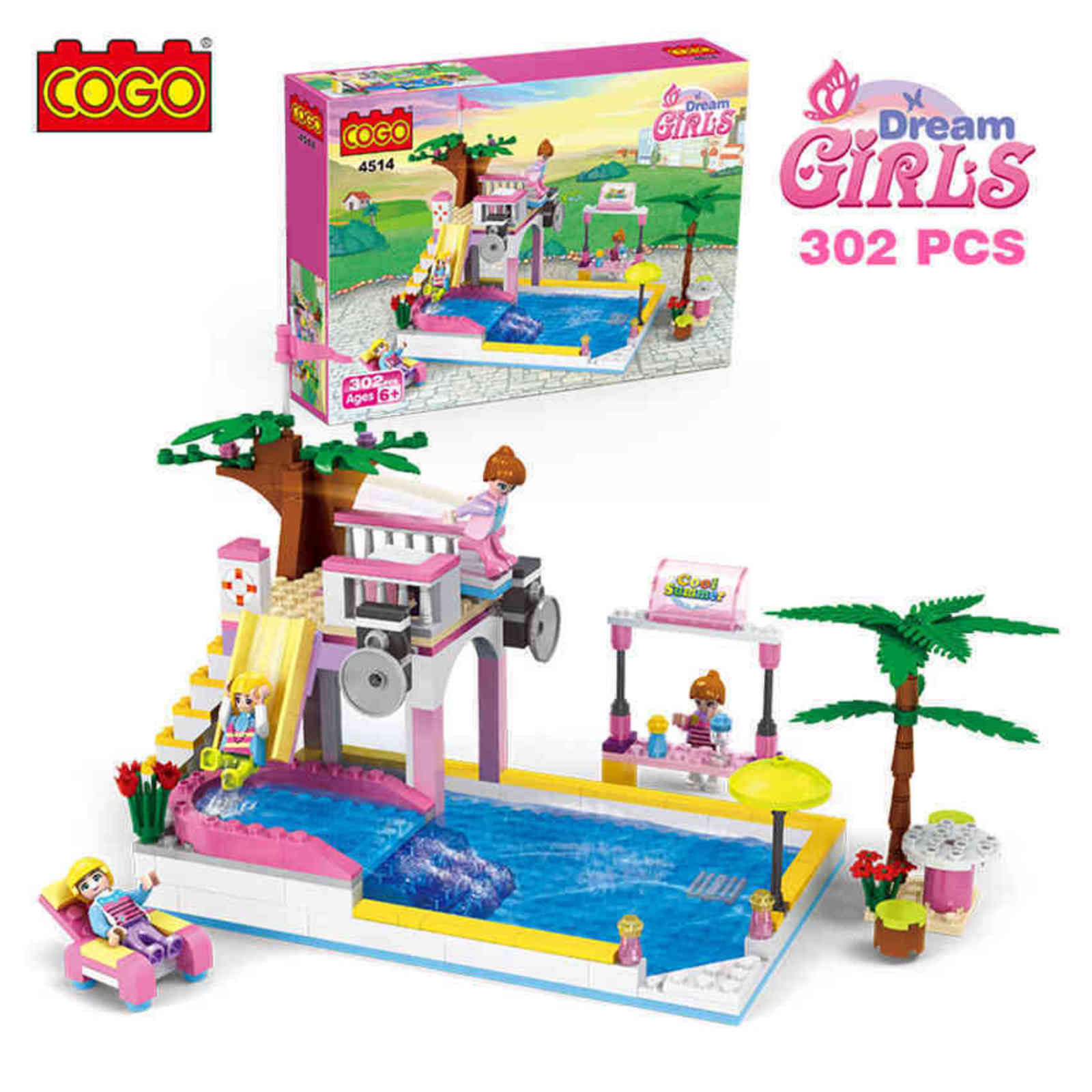 COGO 302pcs Swimming Pool Building Blocks Compatible Legoinglys Friends Bricks Figures Kids Toys for Girls ChildrenCFIL