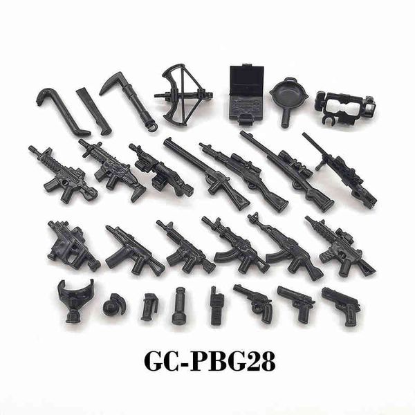 DIY Weapons Modern Warfare PUBG Gun WW2 Military Arms Parts MOC Soldier Playmobil Model Building Block Brick Children Kid Toy Y1130