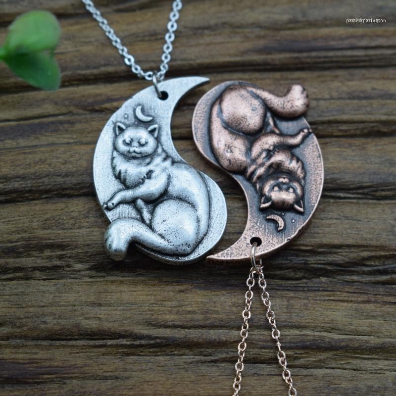 Chains SanLan 1pair Yin Yang Cat Feline Sacred Spiritual Friendship His And Hers Couple Valentine Metal Necklace Pendant1
