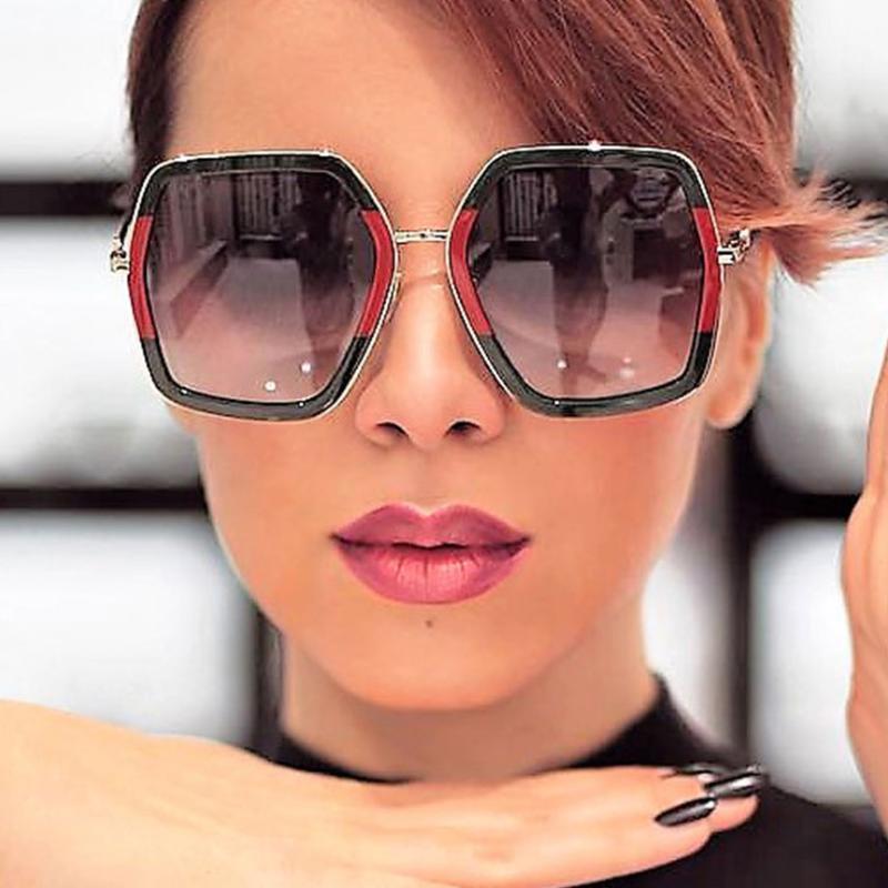 Sunglasses 2021 Oversized Square Women Designer Vintage Red Green Mirror Sun Glasses Superstar Eyewear UV4001