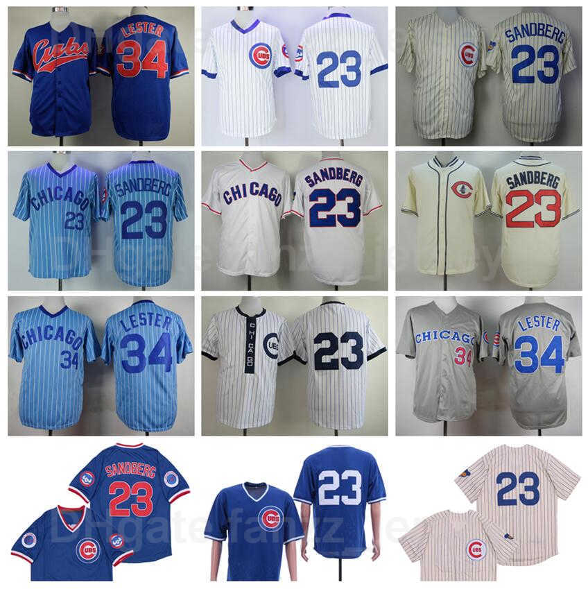 Vintage Baseball 23 Ryne Sandberg Retro Jersey Men 34 Jon Lester Cooperstown All Stitched Cool Base Flexbase Pullover Retire 1909 1929 1969 1984 198