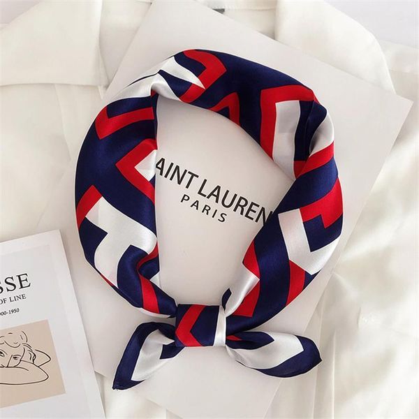 Scarves 53CM 100% Mulberry Pure Silk Scarf For Lady Checkered Letters Print Square Small Head Handkerchief Wholesale Hijab Wraps