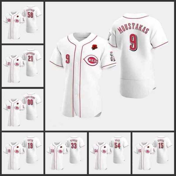 Cincinnati&#039;s Reds Men Women Youth #33 Jesse Winker 15 Nick Senzel 19 Joey Votto 21 Michael Lorenzen Custom White Authentic Memorial Day