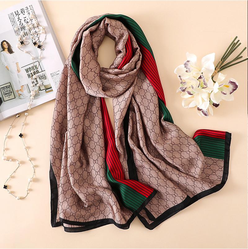 Berets Luxury Silk Scarf Women Foulard Shawls Lady Wraps Female Beach Pareo Stoles Bandana Designer Brand Long Scarves 2021