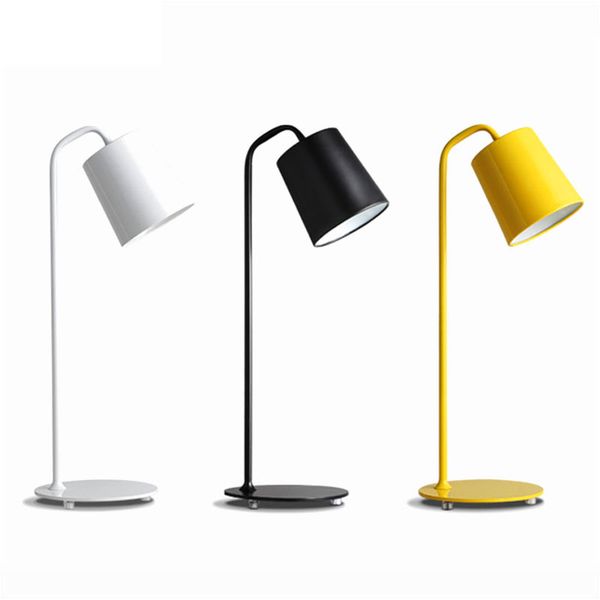 Elegant Multi-Color (Black, White, Yellow) Modern Desk Light Sleek Wrought Iron LED Lamp Ideal for Living Spaces