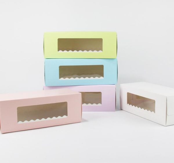 2022 new 5 Colors Long Cardboard Bakery Box for Cake Roll Swiss Roll Boxes Cookie Cake Packaging