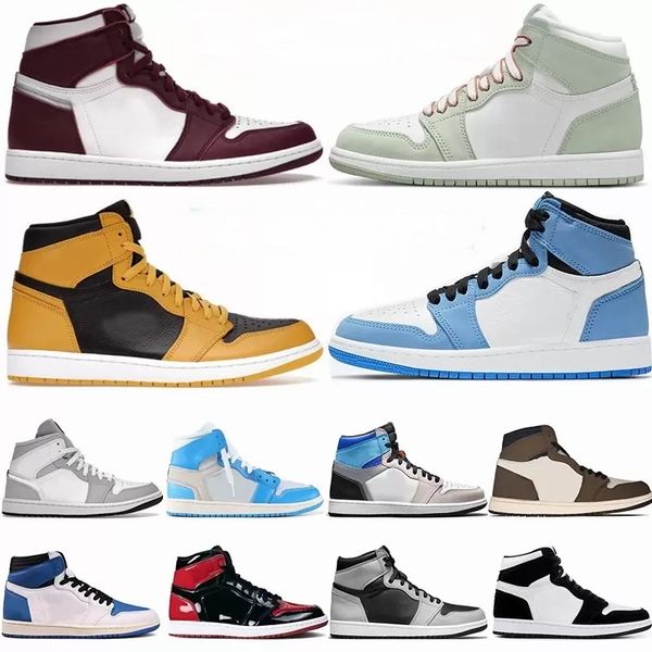 Jumpman 1 1s men women basketball shoes Bred Patent Bordeaux Brotherhood Dark Mocha Bubble Gum Chicago Obsidian fragment Shadow Royal jorden