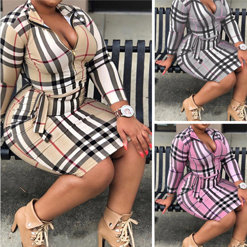 Casual Dresses Plus Size Women&#039;s Plaid Fashion Classic Clothing Big Sizes Dress Slim Plaids Skirt Women Trendy Skirts L-5XL