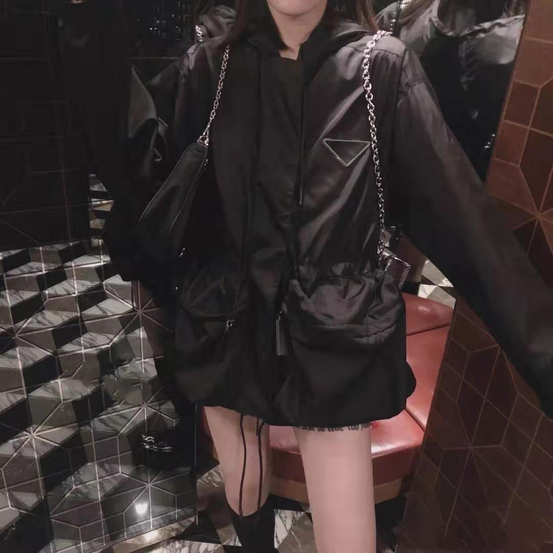 Women Jacket Hoodie Autumn Spring Style Slim For Lady Jackets Outwear Terry Quality Coat Windbreaker With Belt Bag Button Classical Clothing S-L