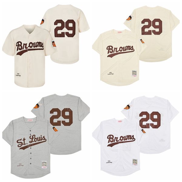 Men Retro Baseball 29 Satchel Paige Jersey 1953 White CREAM GREY Vintage Team Color Embroidery And Sewing Cool Base Retire Cooperstown For S