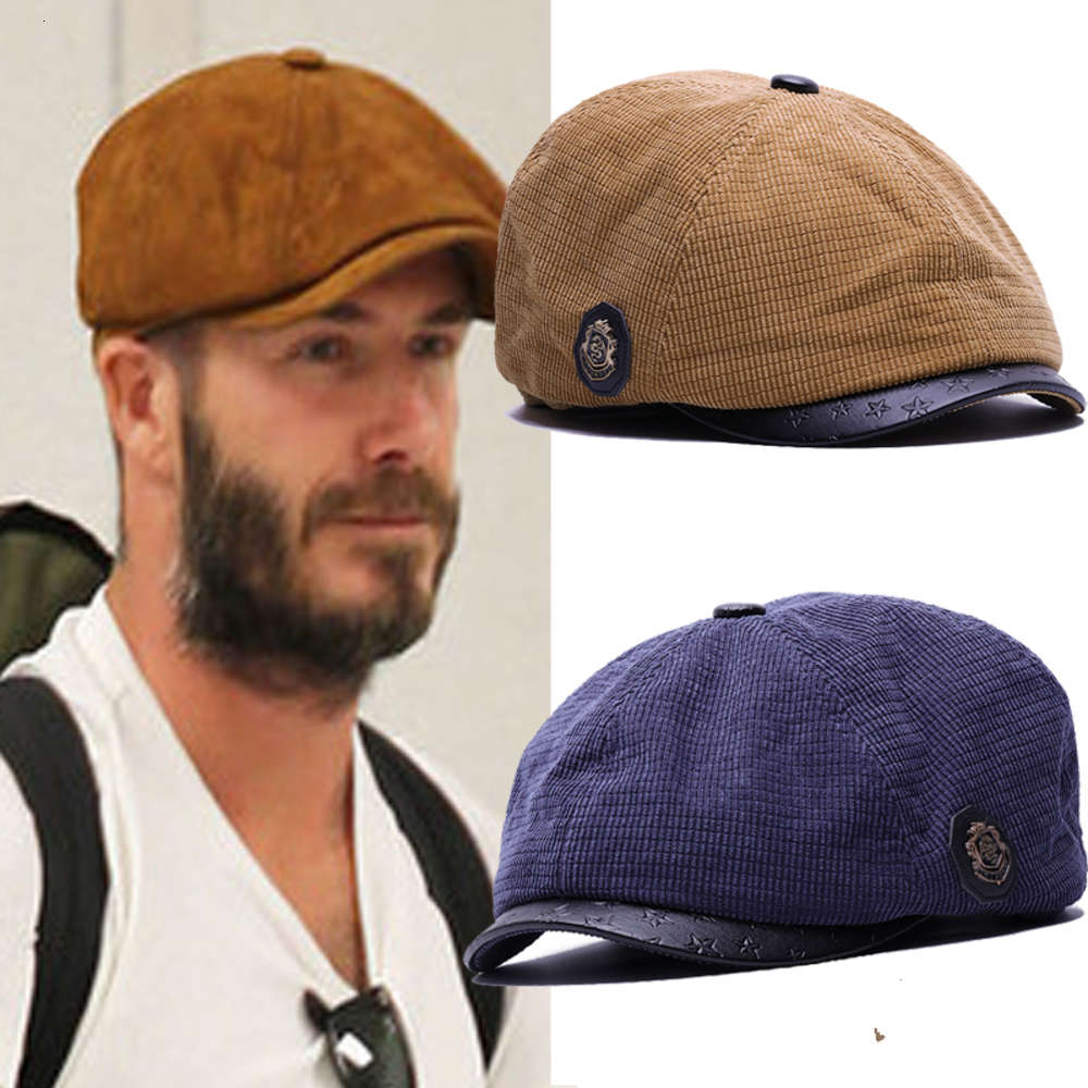Winter men&#039;s style corduroy with velvet bud artistic youth octagonal painter&#039;s cap