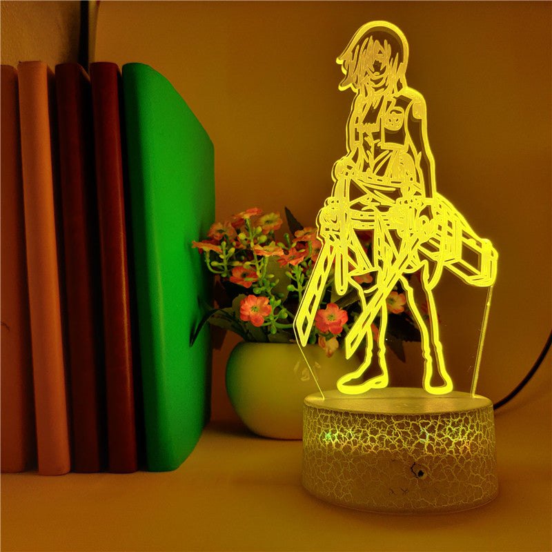 Nightlight Touch Sensor 3D LED Night Light Attack on Titan Anime Desk Lamp Mikasa Ackerman Figure APP Control Holiday Gift for Kids